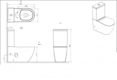Чаша унитаза напольная Bravat Gina CX01008UW-PA-ENG цвет белый с сиденьем микролифт без бачка безободковая душевой смыв