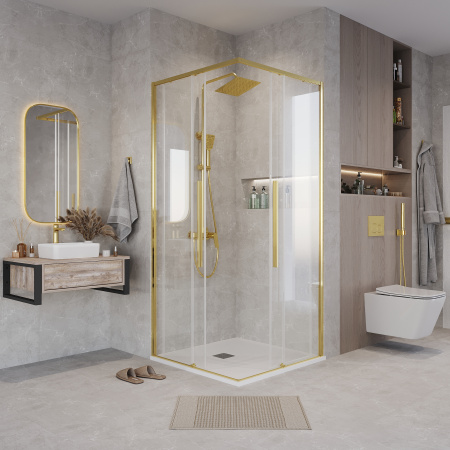 Душевая дверь Grossman Galaxy 1/2.K33.01.80.32.00 80х195 стекло прозрачное профиль золото глянцевое