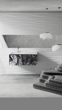 Раковина из искусственного камня S-Stone Salini Onda 1402206MN 200х70 накладная цвет белый