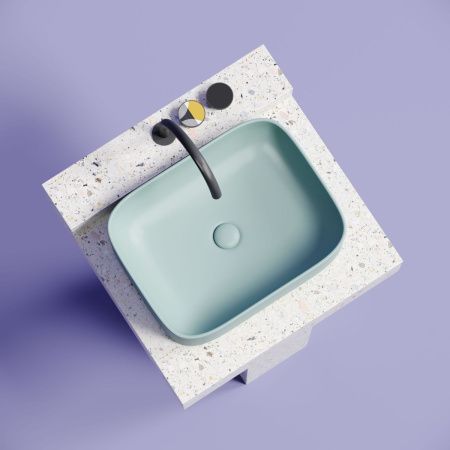 Раковина из сантехнического фарфора Ceramica Nova ELEMENT CN6052MLG 50х40 накладная цвет зеленый без отверстий под смеситель