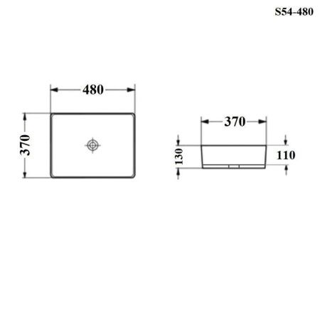 Раковина из сантехнического фарфора Bond Cube S54-480 50х40 накладная цвет белый без отверстий под смеситель