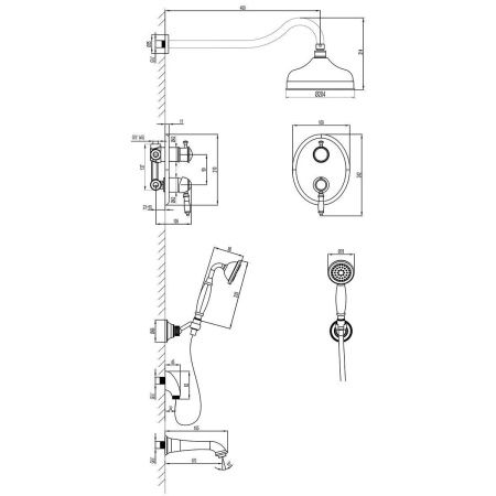 Душевая система LeMark Villa LM4822C встраиваемая в стену цвет хром