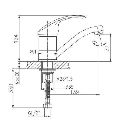 Смеситель Haiba HB21 HB4521-2 на раковину хром