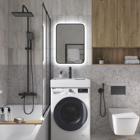 Раковина из искусственного камня Reflexion Tetra RF6050TE 60х50 над стиральной машиной цвет белый 1 отверстие под смеситель