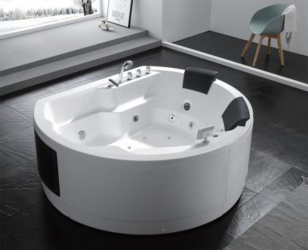 Ванна акриловая гидромассажная Gemy G9063 K 185х160 отдельностоящая овальная с каркасом