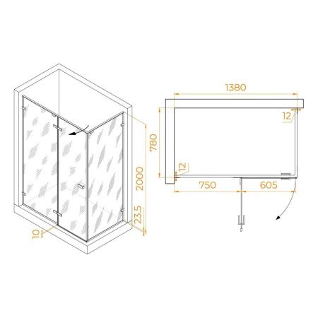 Душевой уголок RGW Stilvoll 353204048-210 140х80 стекло матовое профиль сатин без поддона