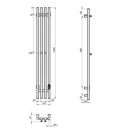 Полотенцесушитель электрический Тругор Вектор Пэк сп ПэкВекткв412015ор_стВГП 20х120 оружейная сталь