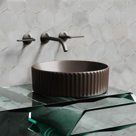 Раковина из сантехнического фарфора Ceramica Nova ELEMENT CN6057MDB 40х40 накладная цвет коричневый без отверстий под смеситель