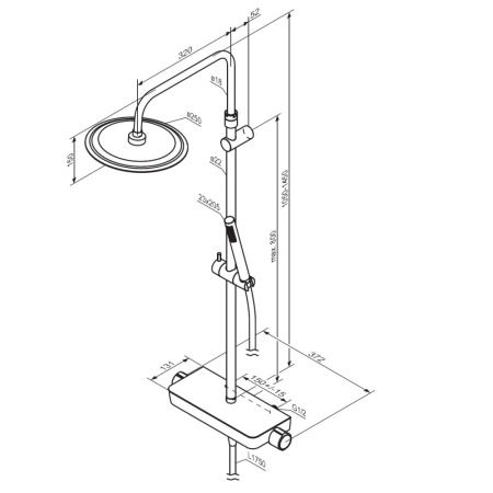 Душевая стойка Damixa Scandinavian Pure 936750300 настенная цвет черный