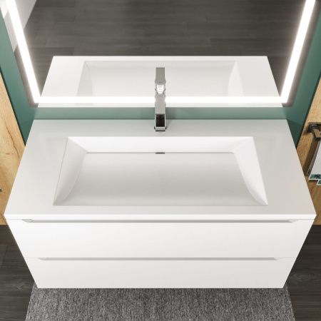 Раковина из искусственного камня Uperwood Infinity 45383433000 100х50 полувстраиваемая цвет белый