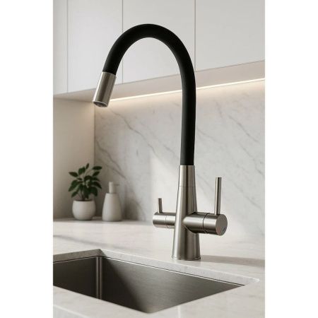 Смеситель для кухни Esko Kitchen CL03GMB на мойку вороненая сталь