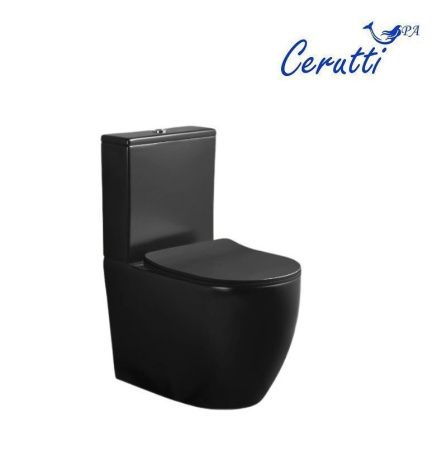 Унитаз напольный с бачком Cerutti SPA CT9866 черный с сиденьем микролифт безободковый каскадный смыв