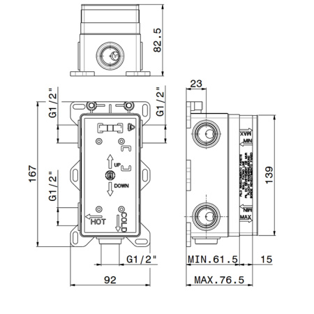 Встраиваемая часть смесителя однорычажного на 2 выхода 1/2" Newform 31032.00.000