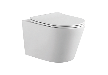 Унитаз подвесной Aquatek ВЕГА AQ1905-MW белый матовый с сиденьем микролифт безободковый каскадный смыв