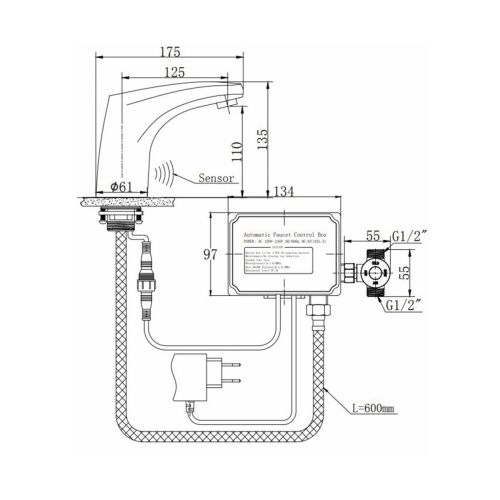 Смеситель Raiber Sensor RSF88121 на раковину хром - фото 3
