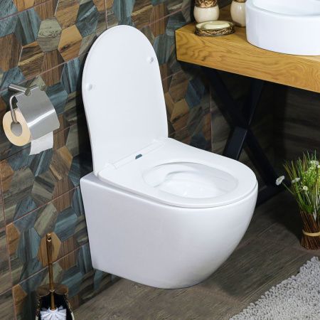 Унитаз подвесной Melana B2342-805 белый с сиденьем микролифт безободковый душевой смыв