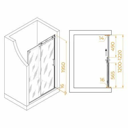 Душевая дверь RGW Tornado 02071412-11 120х195 стекло прозрачное профиль хром