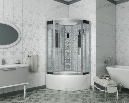 Душевая кабина Niagara Luxe 7710W 100х100 четверть круга с крышей ориентация универсальная