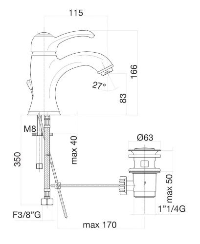 Смеситель Webert Aurora AU830102010 на раковину золото - фото 3