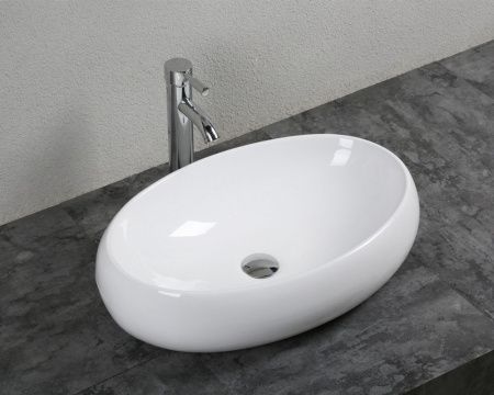 Раковина из сантехнического фарфора Bond Oval S58-600 60х40 накладная цвет белый без отверстий под смеситель