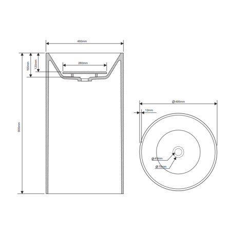 Раковина из искусственного камня Dea Design Washbasins DD2011 495 18 50х50 напольная цвет белый без отверстий под смеситель