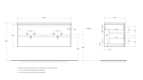 Тумба под раковину BelBagno Kraft KRAFT-1200-2C-SO-2-RT 120x46x50 - фото 2