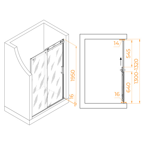Душевая дверь RGW Tornado 02071413-11 130х195 стекло прозрачное профиль хром глянцевый - фото 2