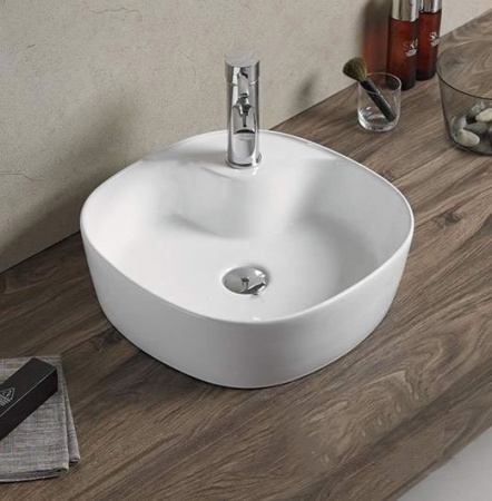 Раковина из санфаянса CeramaLux 9442 44х44 накладная цвет белый 1 отверстие под смеситель