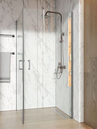 Душевой уголок Orange E04-090TB 90х90 стекло прозрачное профиль черный без поддона