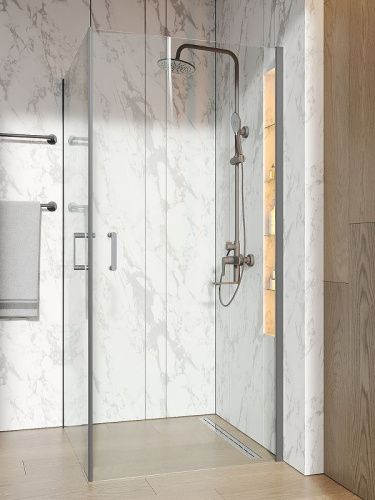 Душевой уголок Orange E04-090TB 90х90 стекло прозрачное профиль черный без поддона - фото 4