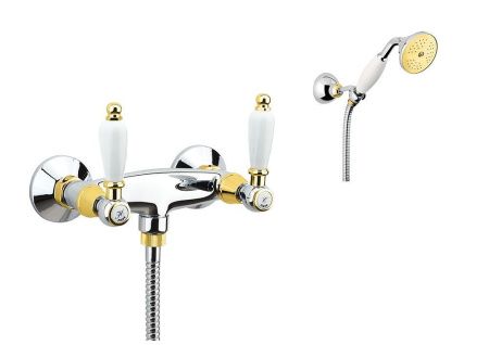 Смеситель для ванны и душа Fiore 02CO0602 настенный хром/золото