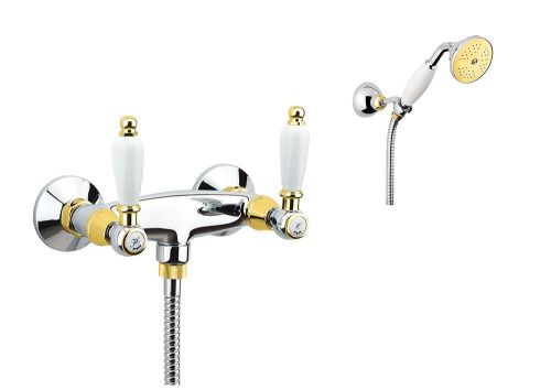 Смеситель для ванны и душа Fiore 02CO0602 настенный хром/золото - фото 2