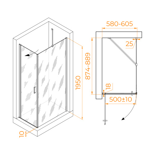 Душевой уголок RGW Leipzig 06123469-11 60х90 стекло прозрачное профиль хром глянцевый без поддона - фото 2