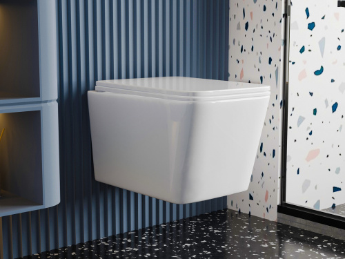 Унитаз подвесной Abber Rechteck AC1201T белый с сиденьем микролифт безободковый смыв торнадо - фото 3