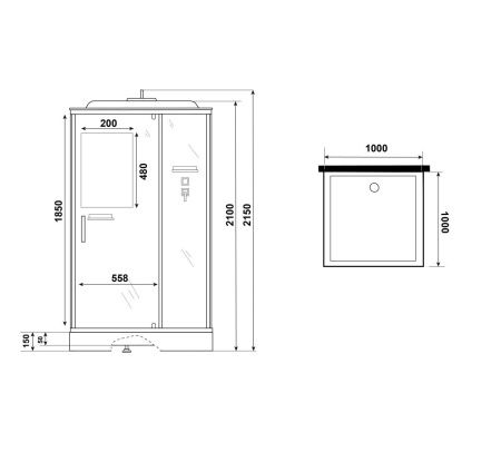 Душевая кабина Niagara Standart ST100/15Q 100х100 квадратная с крышей ориентация универсальная