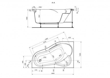 Ванна акриловая Santek Ибица XL 1WH112036 160х100 пристенная асимметричная без каркаса