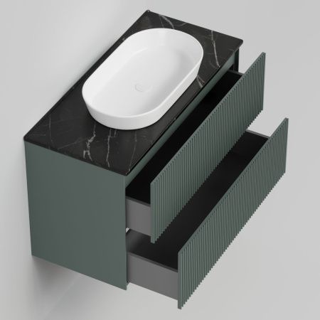 Тумба со столешницей La Fenice TERRA TWIN NFNC-01-TER-G-100-2-3-GB 100х50 подвесная цвет синий/серый