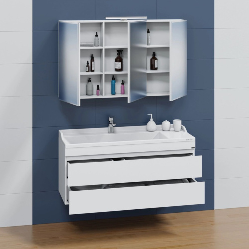 Тумба под раковину СанТа Марс 700255 120х45х49 подвесная цвет белый - фото 5