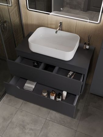 Тумба с раковиной Orange Line Li-100TugMDF+B03-600W 100х50 цвет серый