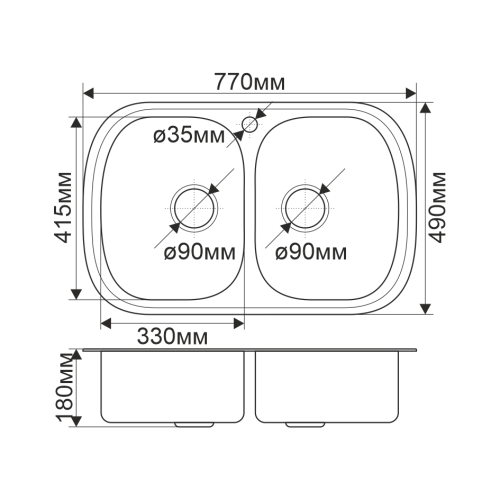 Кухонная мойка Melana 229 ti (*7) 77x49 цвет хром - фото 2