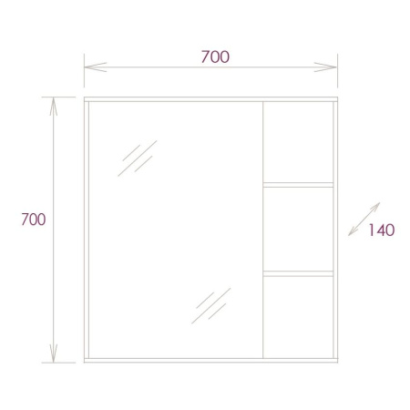 Зеркало-шкаф Onika Тимбер 207045 70х14х70 подвесной