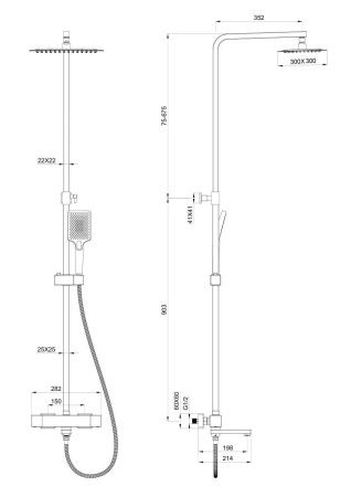Душевая стойка Wonzon & Woghand WW-88739901-BG настенная цвет золото с термостатом