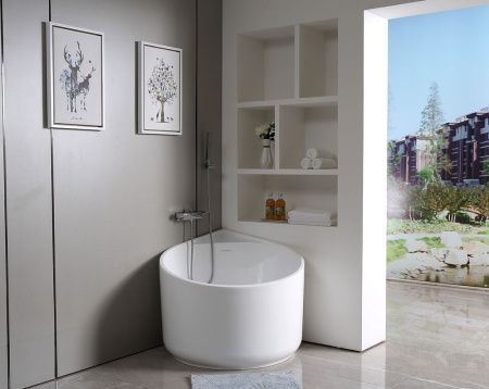 Ванна акриловая Abber AB9305 95х95 угловая четверть круга с каркасом