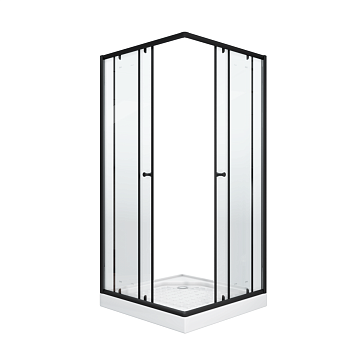Душевой уголок Parly ZEQ911B 90х90 стекло прозрачное профиль черный с поддоном