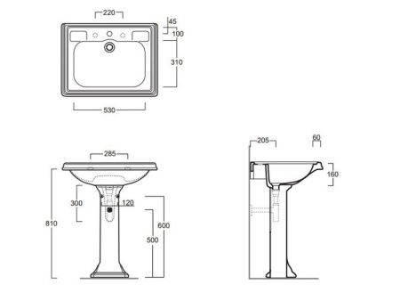 Раковина из сантехнического фаянса Simas AR 824 bia 1 hole 70х50 подвесная цвет белый
