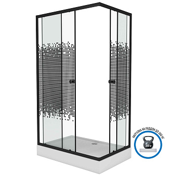 Душевой уголок Niagara Eco _0181452Q 100х80 стекло с рисунком профиль черный с поддоном