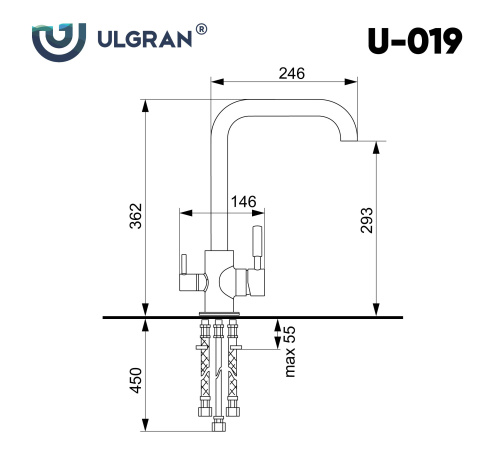 Смеситель для кухни Ulgran Classic U-019-345 на раковину шоколад без термостата - фото 2