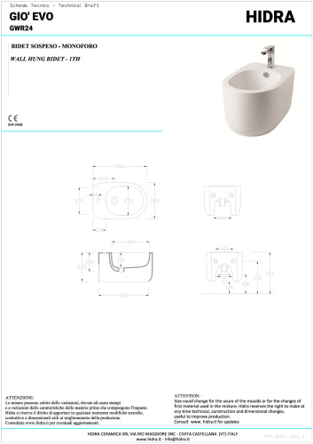 Биде Hidra Gio GW24/026 подвесное - фото 2