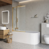 Душевая шторка на ванну BelBagno LUCE LUCE-VF-11-100/145-C-ORO 100х145 стекло рифленое профиль золото ориентация универсальная