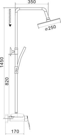 Душевая стойка Rose R1136 настенная цвет хром